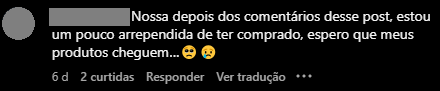 Print de um tweet de um usuário reclamando de ter lido  comentários negativos a respeito de um produto
