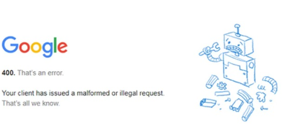 Print do google com sinal de erro 400