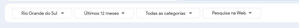 Print da barra de seleção de região, período, categoria e pesquisa, dentro do Google Trends