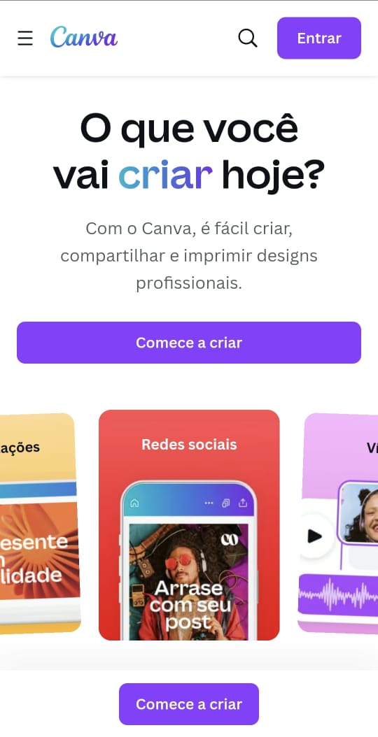 Print home do Canva para smartphone