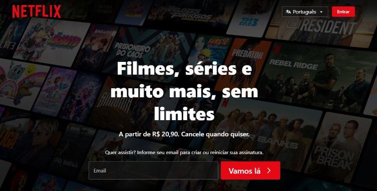 Print da página de conversão com cadastro da Netflix