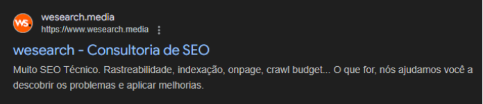 Print resultado do site da Wesearch na SERP do Google
