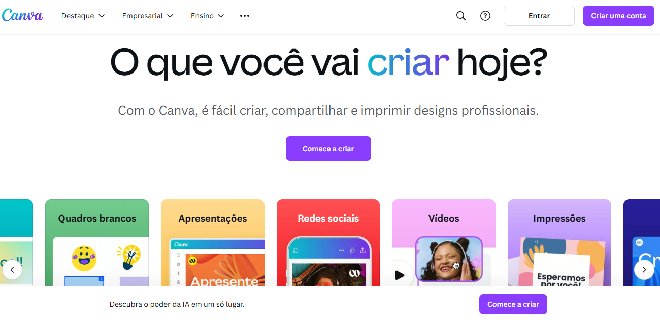 Print home do Canva para desktop