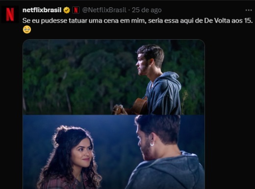 Print da Netflix no twitter divulgando a cena de um filme nacional