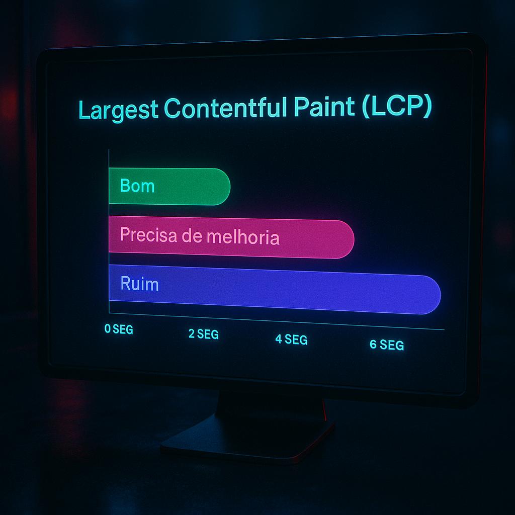 Imagem em IA que mostra o gráfico do que é considerado bom, precisa de melhoria ou ruim , a depender do tempo de carregamento